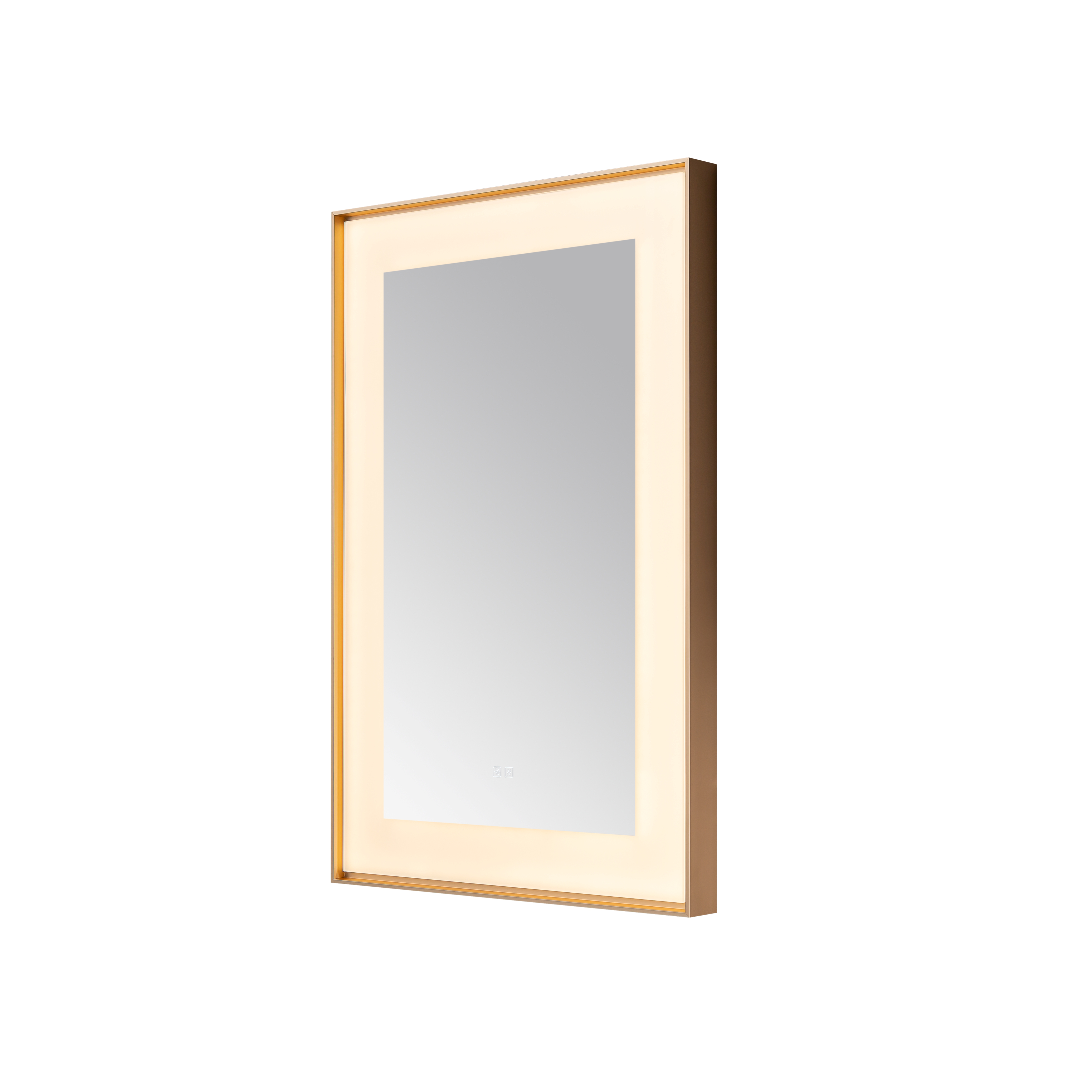 AQUADOM Lexington 24"x36"x2.28"LED Lighted Framed Mirror for Bathrooms with Defogger, Dimmer, Touch Control, 3 Color Lighting in Brushed Gold  AQUADOM Lexington 24"x36"x2.28"LED Lighted Framed Mirror for Bathrooms with Defogger, Dimmer, Touch Control, 3 Color Lighting in Brushed Gold