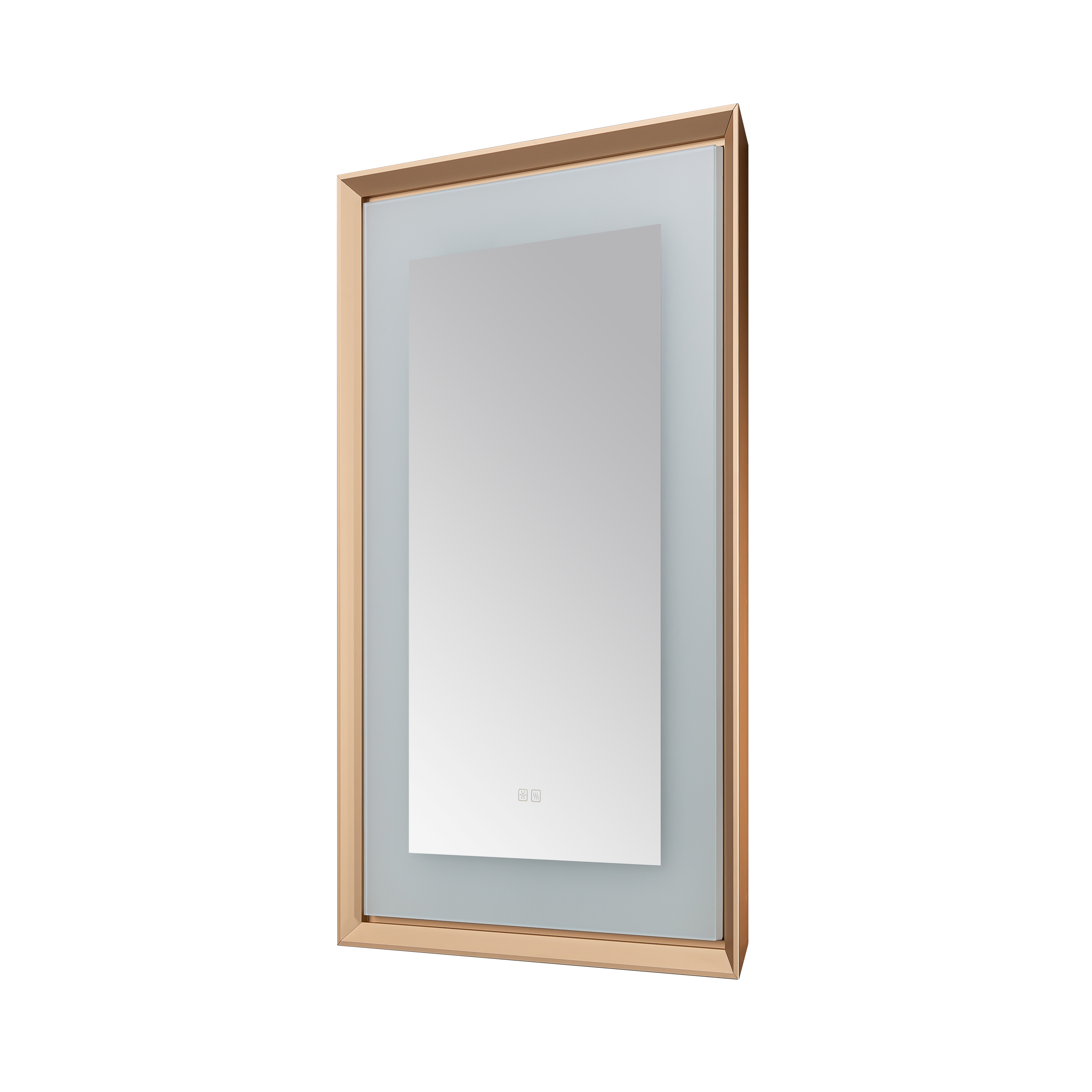 AQUADOM Madison 24"x36"x2.28"LED Lighted Framed Mirror for Bathrooms with Defogger, Dimmer, Touch Control, 3 Color Lighting in Brushed Gold  AQUADOM Madison 24"x36"x2.28"LED Lighted Framed Mirror for Bathrooms with Defogger, Dimmer, Touch Control, 3 Color Lighting in Brushed Gold