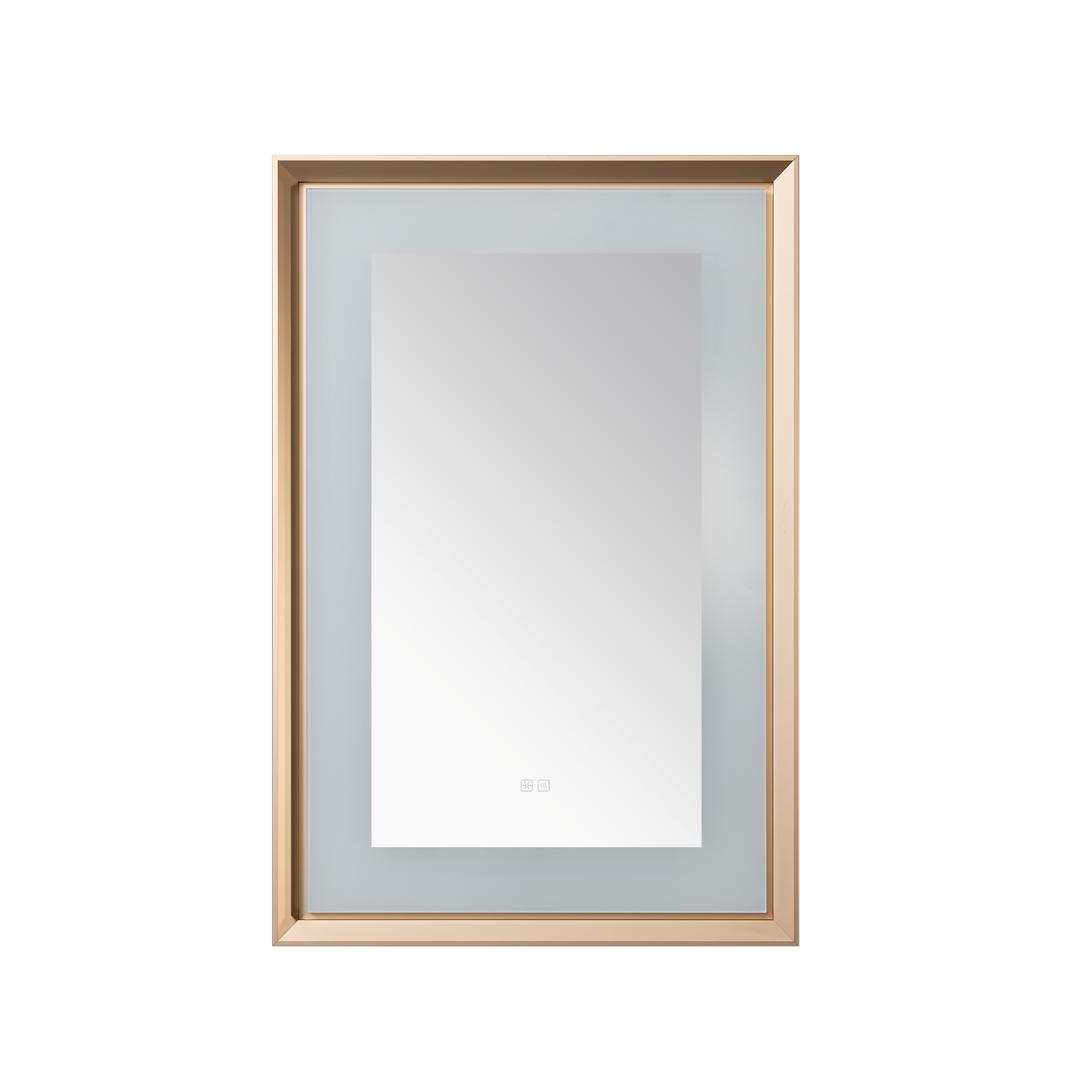 AQUADOM Madison 24"x36"x2.28"LED Lighted Framed Mirror for Bathrooms with Defogger, Dimmer, Touch Control, 3 Color Lighting in Brushed Gold  AQUADOM Madison 24"x36"x2.28"LED Lighted Framed Mirror for Bathrooms with Defogger, Dimmer, Touch Control, 3 Color Lighting in Brushed Gold