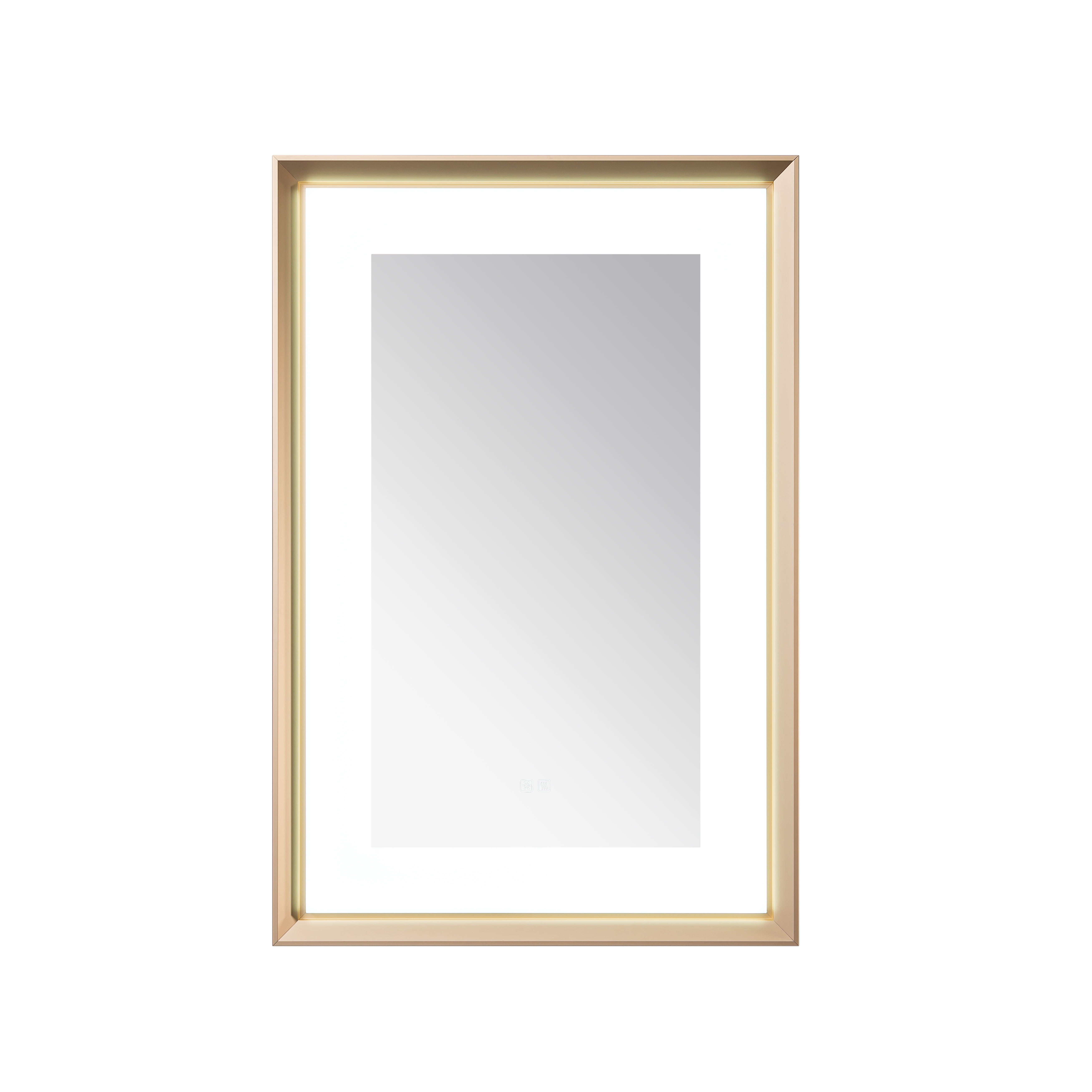 AQUADOM Madison 24"x36"x2.28"LED Lighted Framed Mirror for Bathrooms with Defogger, Dimmer, Touch Control, 3 Color Lighting in Brushed Gold  AQUADOM Madison 24"x36"x2.28"LED Lighted Framed Mirror for Bathrooms with Defogger, Dimmer, Touch Control, 3 Color Lighting in Brushed Gold