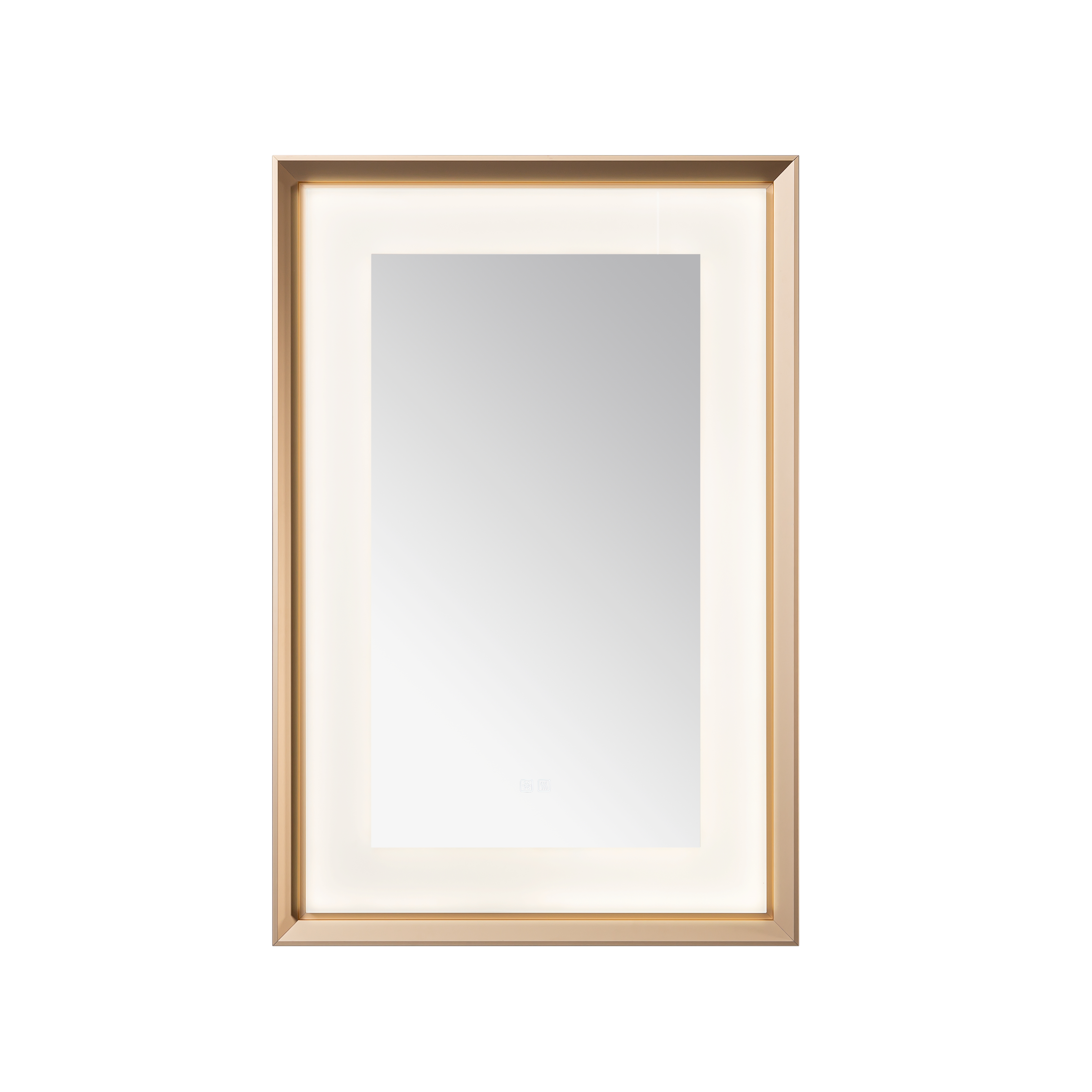 AQUADOM Madison 24"x36"x2.28"LED Lighted Framed Mirror for Bathrooms with Defogger, Dimmer, Touch Control, 3 Color Lighting in Brushed Gold  AQUADOM Madison 24"x36"x2.28"LED Lighted Framed Mirror for Bathrooms with Defogger, Dimmer, Touch Control, 3 Color Lighting in Brushed Gold