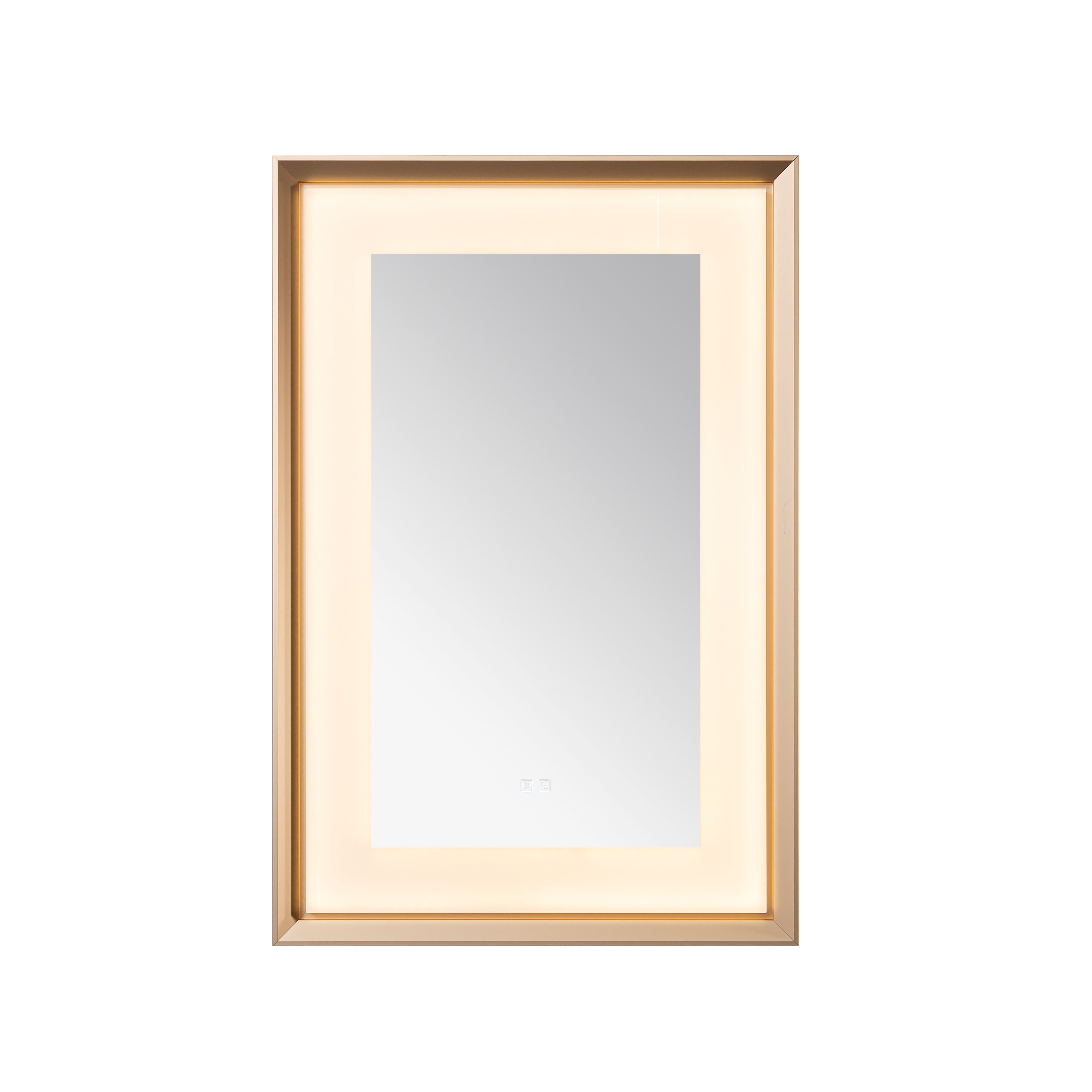 AQUADOM Madison 24"x36"x2.28"LED Lighted Framed Mirror for Bathrooms with Defogger, Dimmer, Touch Control, 3 Color Lighting in Brushed Gold  AQUADOM Madison 24"x36"x2.28"LED Lighted Framed Mirror for Bathrooms with Defogger, Dimmer, Touch Control, 3 Color Lighting in Brushed Gold