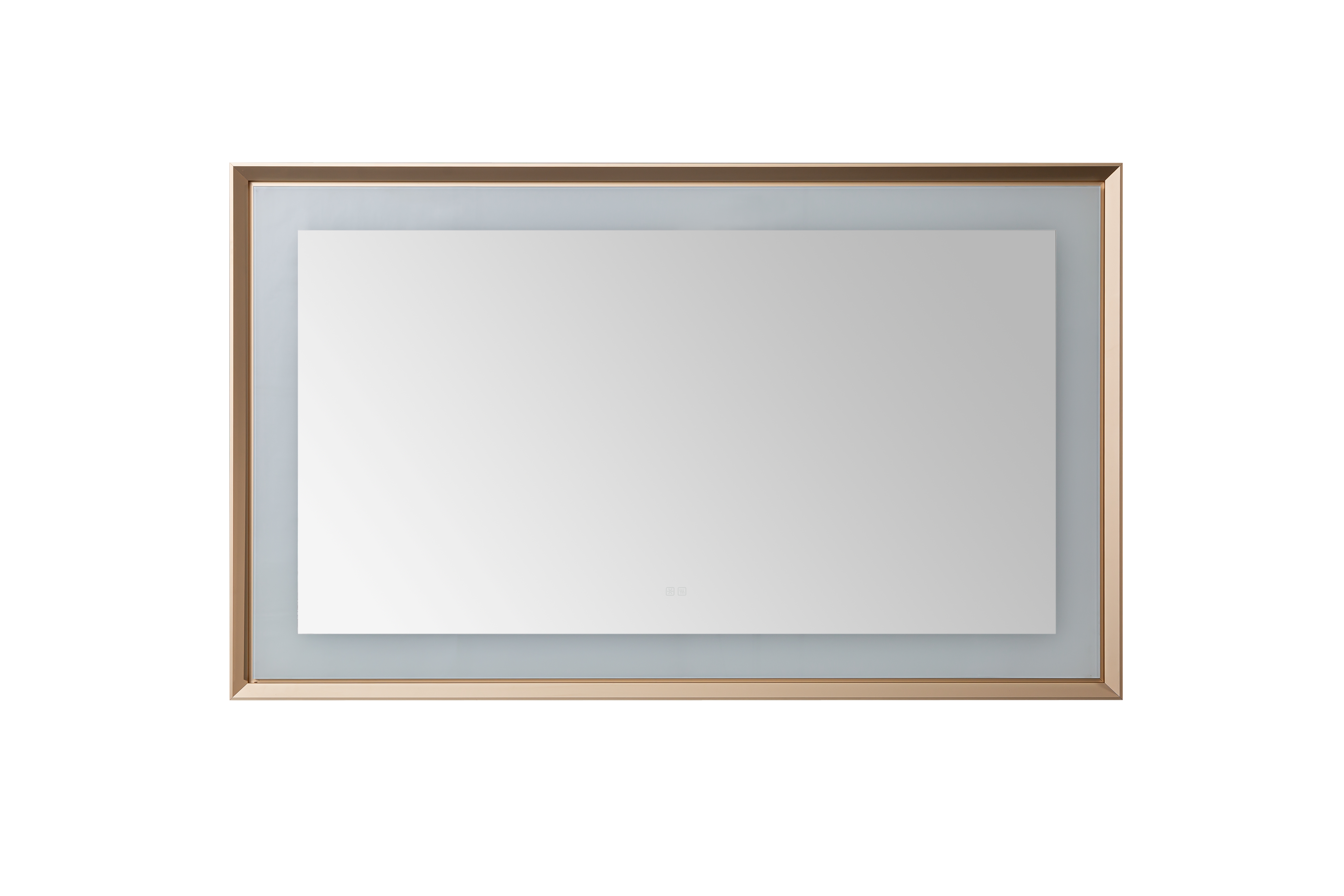 AQUADOM Madison 60"x36"x2.28" LED Lighted Framed Mirror for Bathrooms with Defogger, Dimmer, Touch Control, 3 Color Lighting in Brushed Gold  AQUADOM Madison 60"x36"x2.28" LED Lighted Framed Mirror for Bathrooms with Defogger, Dimmer, Touch Control, 3 Color Lighting in Brushed Gold