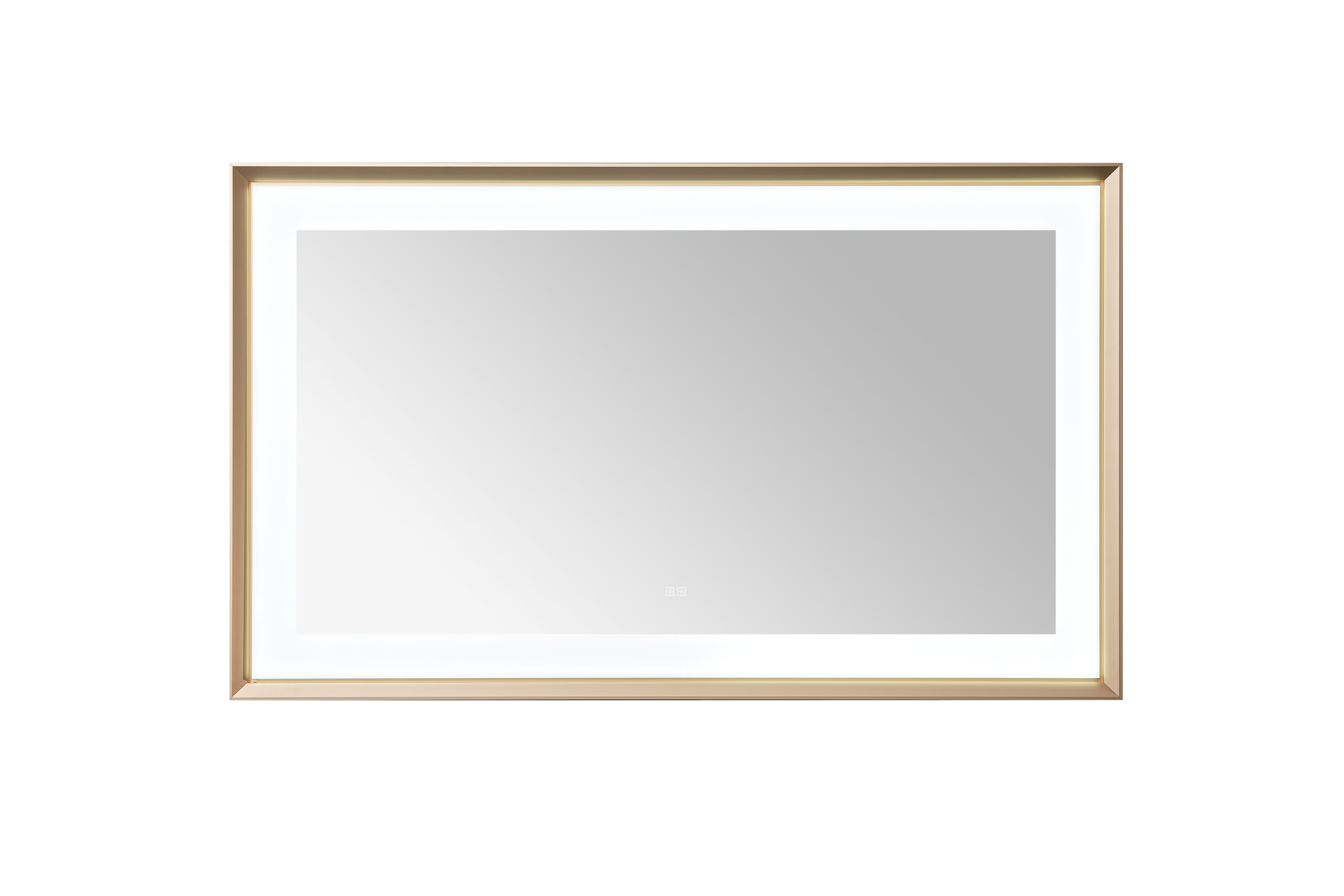 AQUADOM Madison 60"x36"x2.28" LED Lighted Framed Mirror for Bathrooms with Defogger, Dimmer, Touch Control, 3 Color Lighting in Brushed Gold  AQUADOM Madison 60"x36"x2.28" LED Lighted Framed Mirror for Bathrooms with Defogger, Dimmer, Touch Control, 3 Color Lighting in Brushed Gold