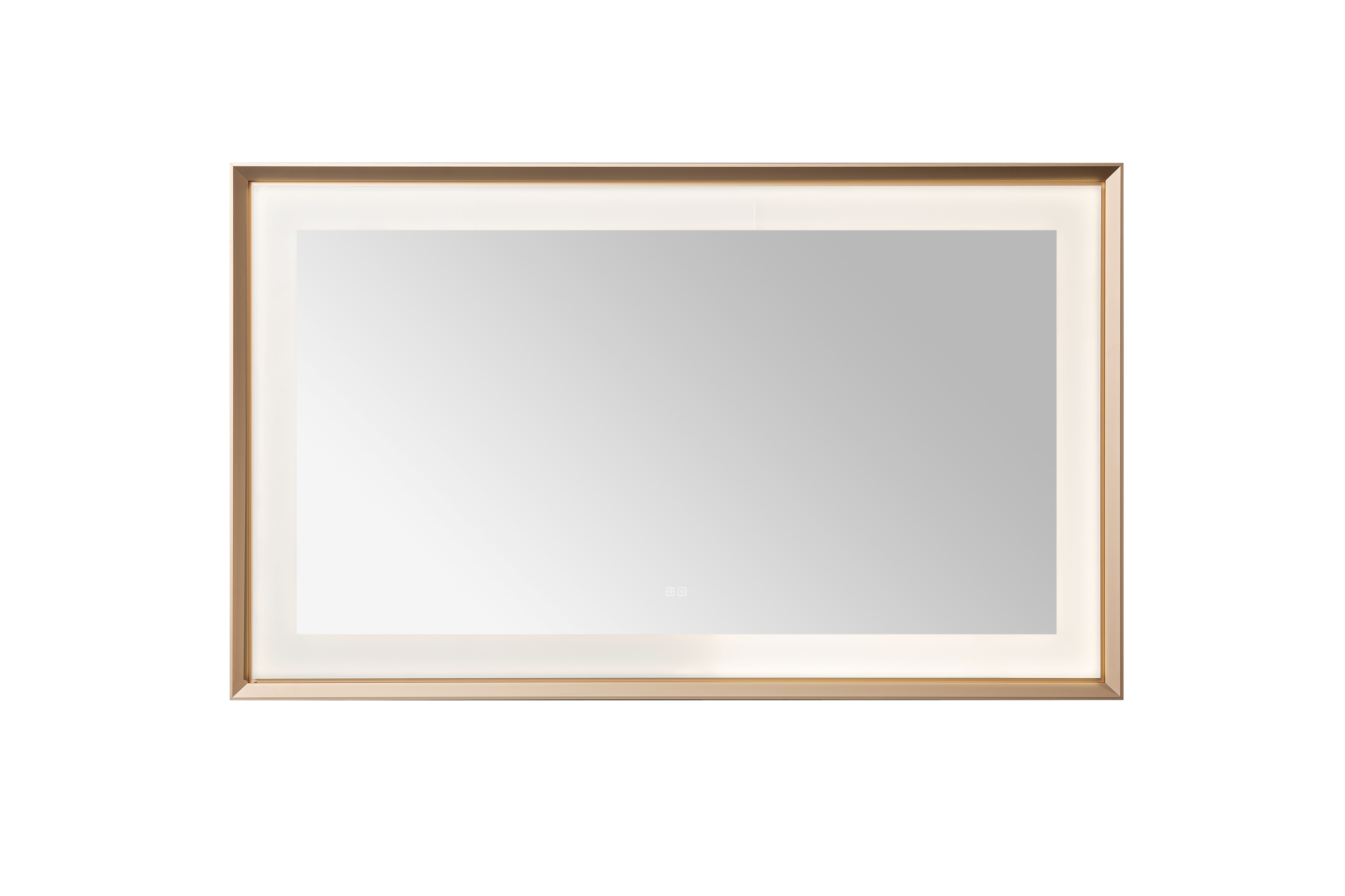 AQUADOM Madison 60"x36"x2.28" LED Lighted Framed Mirror for Bathrooms with Defogger, Dimmer, Touch Control, 3 Color Lighting in Brushed Gold  AQUADOM Madison 60"x36"x2.28" LED Lighted Framed Mirror for Bathrooms with Defogger, Dimmer, Touch Control, 3 Color Lighting in Brushed Gold