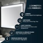  AQUADOM Lexington 24"x36"x2.28"LED Lighted Slim Frame Mirror with Defogger, 3 Color Lighting, Wall Mount Vertical or Horizontal Installation in Brushed Gold