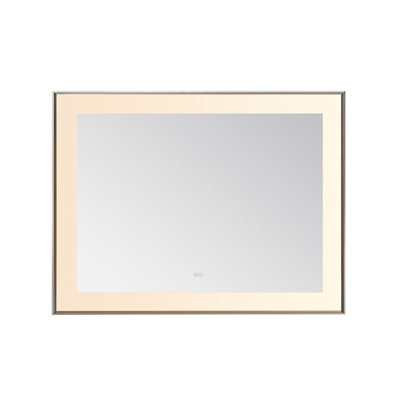 AQUADOM Lexington 48"x36"x2.28" LED Lighted Slim Frame Mirror with Defogger, 3 Color Lighting, Wall Mount Vertical or Horizontal Installation in Chrome