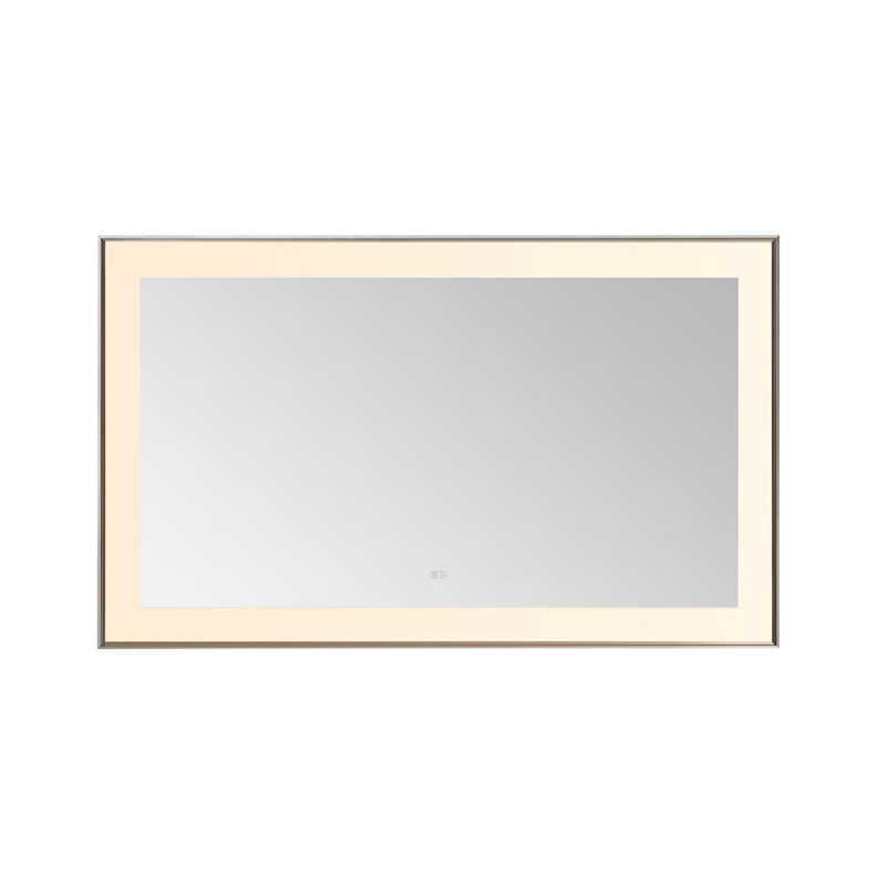  AQUADOM Lexington 60"x36"x2.28" LED Lighted Slim Frame Mirror with Defogger, 3 Color Lighting, Wall Mount Vertical or Horizontal Installation in Chrome