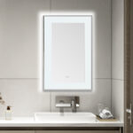  AQUADOM Lexington 24"x36"x2.28" LED Lighted Slim Frame Mirror with Defogger, 3 Color Lighting, Wall Mount Vertical or Horizontal Installation in Chrome