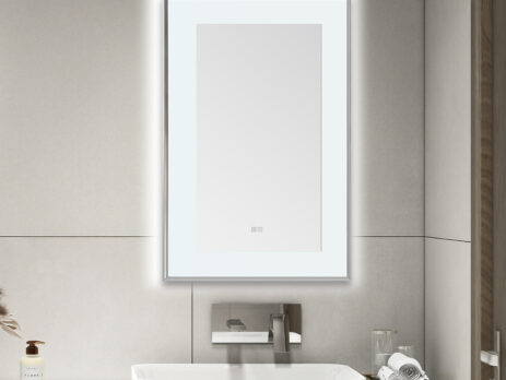  AQUADOM Lexington 24"x36"x2.28" LED Lighted Slim Frame Mirror with Defogger, 3 Color Lighting, Wall Mount Vertical or Horizontal Installation in Chrome