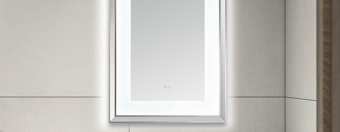  AQUADOM Madison 24"x36"x2.28" LED Lighted Chamfer Frame Mirror with Defogger, 3 Color Lighting, Wall Mount Vertical or Horizontal Installation in Chrome