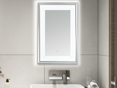  AQUADOM Madison 24"x36"x2.28" LED Lighted Chamfer Frame Mirror with Defogger, 3 Color Lighting, Wall Mount Vertical or Horizontal Installation in Chrome