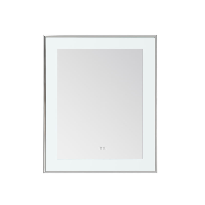  AQUADOM Lexington 30"x36"x2.28" LED Lighted Slim Frame Mirror with Defogger, 3 Color Lighting, Wall Mount Vertical or Horizontal Installation in Chrome