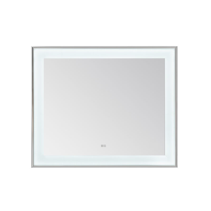  AQUADOM Lexington 48"x36"x2.28" LED Lighted Slim Frame Mirror with Defogger, 3 Color Lighting, Wall Mount Vertical or Horizontal Installation in Chrome