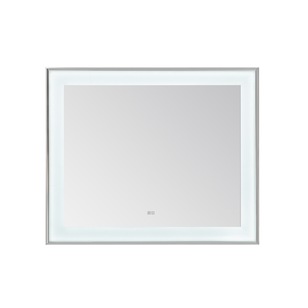 AQUADOM Lexington 48"x36"x2.28" LED Lighted Slim Frame Mirror with Defogger, 3 Color Lighting, Wall Mount Vertical or Horizontal Installation in Chrome AQUADOM Lexington 48"x36"x2.28" LED Lighted Slim Frame Mirror with Defogger, 3 Color Lighting, Wall Mount Vertical or Horizontal Installation in Chrome