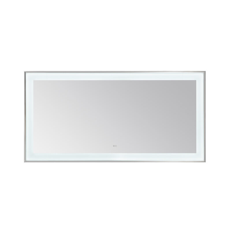  AQUADOM Lexington 72"x36"x2.28" LED Lighted Slim Frame Mirror with Defogger, 3 Color Lighting, Wall Mount Vertical or Horizontal Installation in Chrome