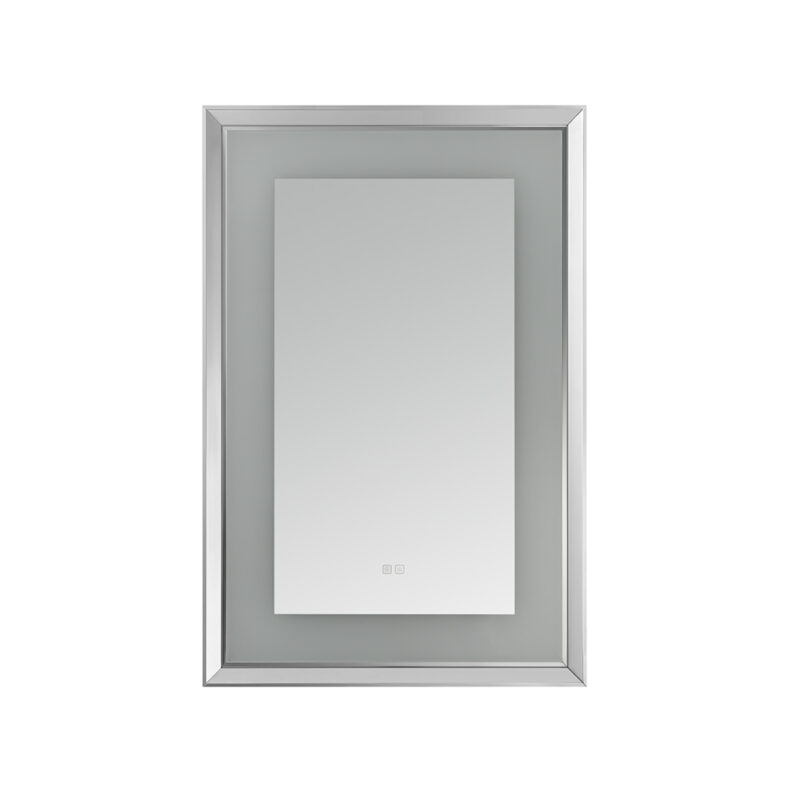  AQUADOM Madison 24"x36"x2.28" LED Lighted Chamfer Frame Mirror with Defogger, 3 Color Lighting, Wall Mount Vertical or Horizontal Installation in Chrome
