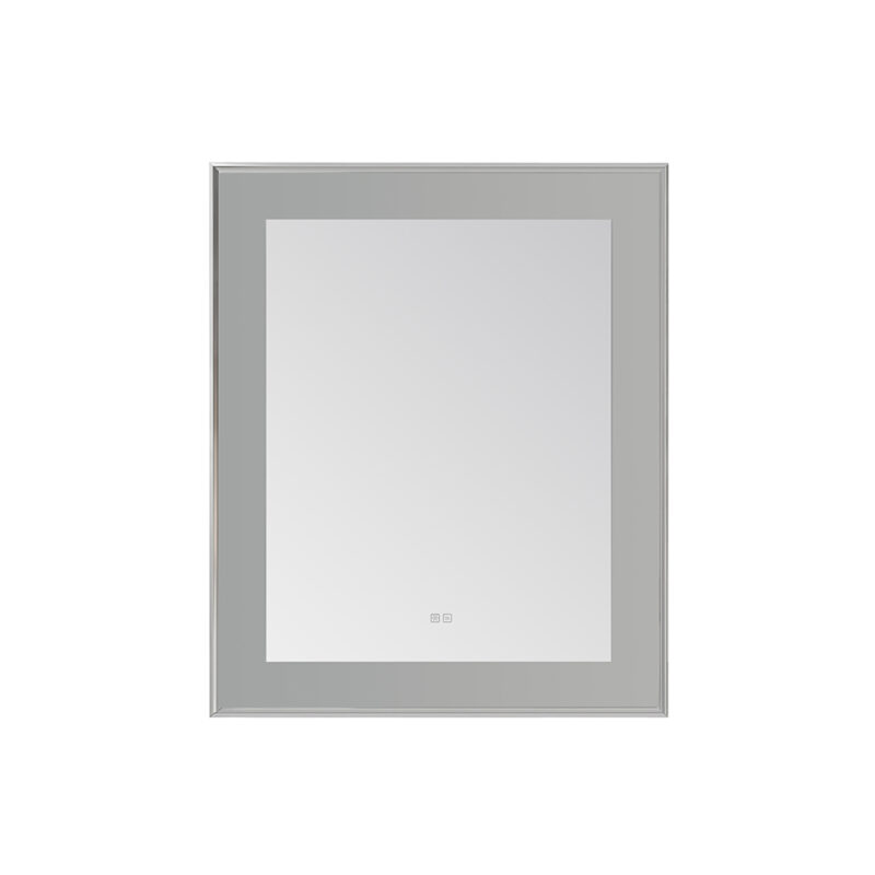  AQUADOM Lexington 30"x36"x2.28" LED Lighted Slim Frame Mirror with Defogger, 3 Color Lighting, Wall Mount Vertical or Horizontal Installation in Chrome