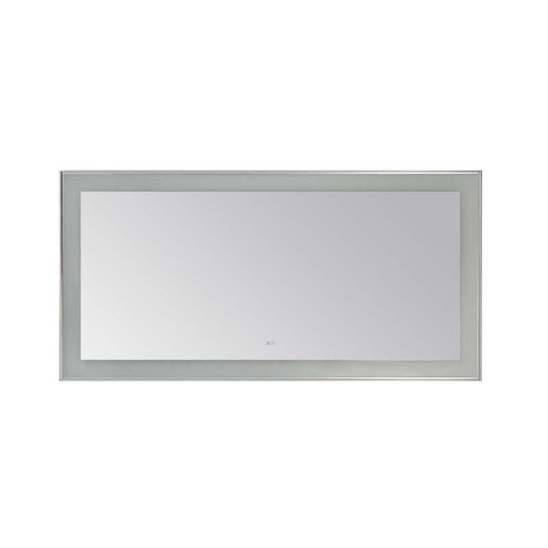  AQUADOM Lexington 72"x36"x2.28" LED Lighted Slim Frame Mirror with Defogger, 3 Color Lighting, Wall Mount Vertical or Horizontal Installation in Chrome