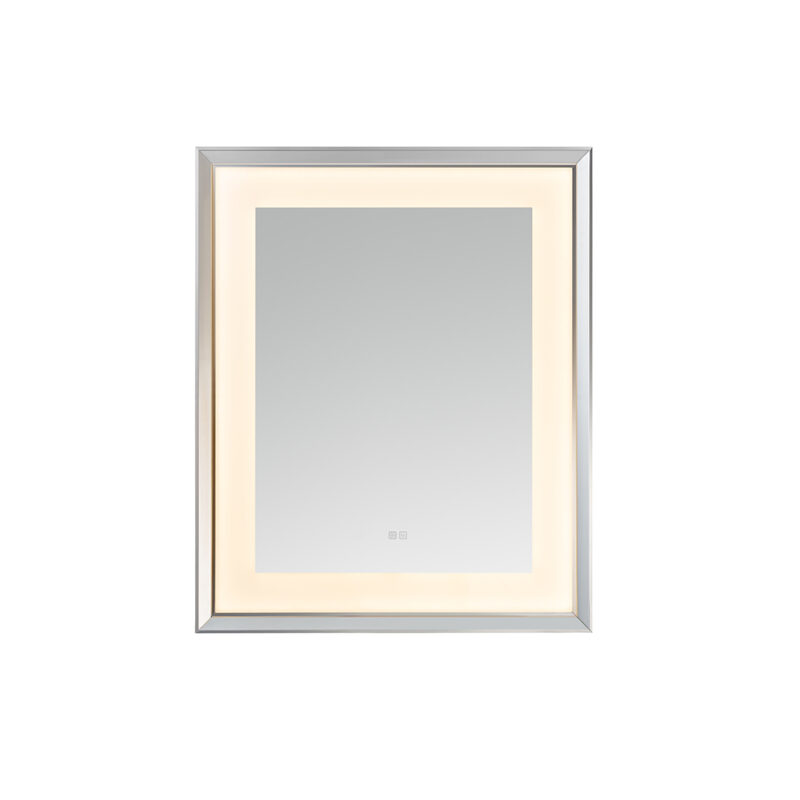  AQUADOM Madison 30"x36"x2.28" LED Lighted Chamfer Frame Mirror with Defogger, 3 Color Lighting, Wall Mount Vertical or Horizontal Installation in Chrome