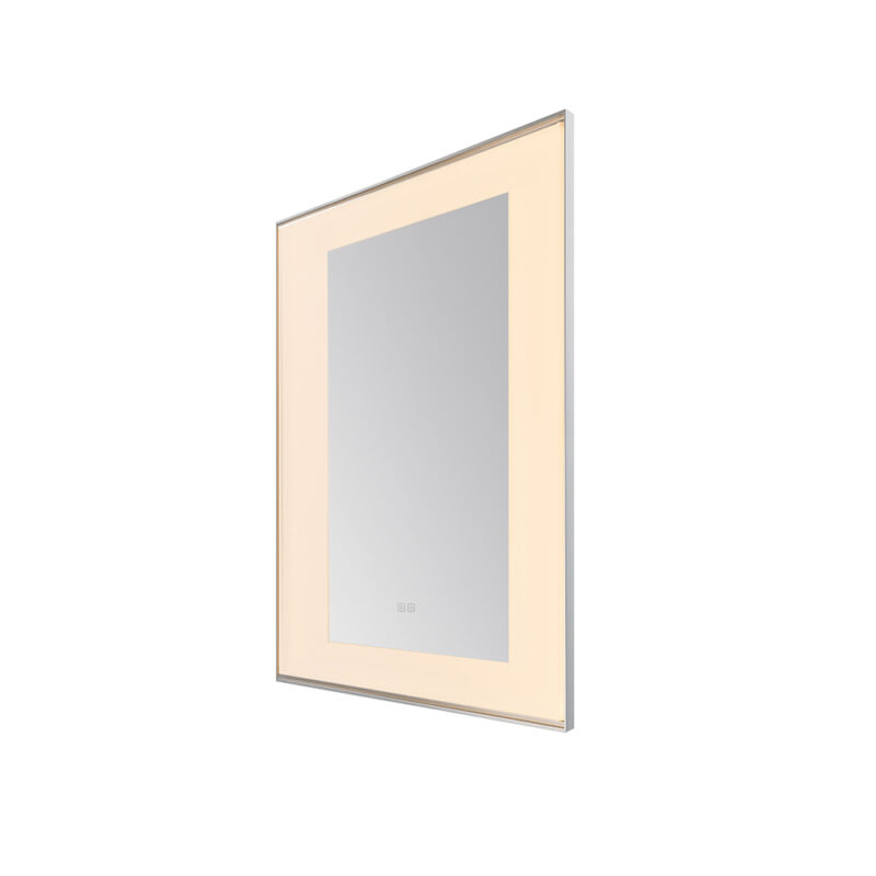  AQUADOM Lexington 24"x36"x2.28" LED Lighted Slim Frame Mirror with Defogger, 3 Color Lighting, Wall Mount Vertical or Horizontal Installation in Chrome