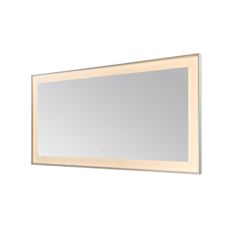  AQUADOM Lexington 72"x36"x2.28" LED Lighted Slim Frame Mirror with Defogger, 3 Color Lighting, Wall Mount Vertical or Horizontal Installation in Chrome