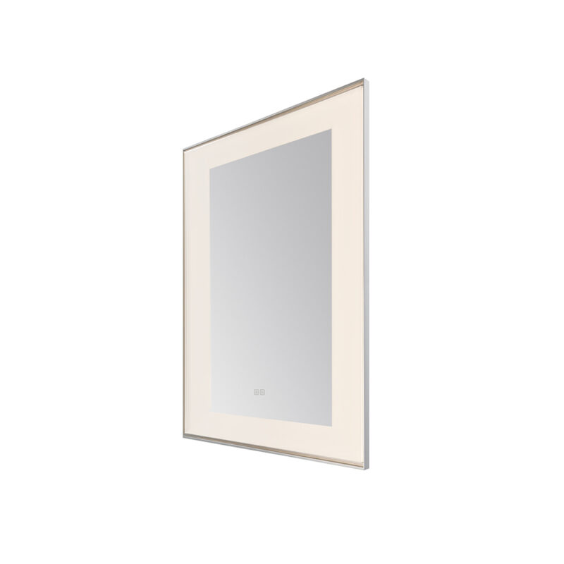  AQUADOM Lexington 24"x36"x2.28" LED Lighted Slim Frame Mirror with Defogger, 3 Color Lighting, Wall Mount Vertical or Horizontal Installation in Chrome