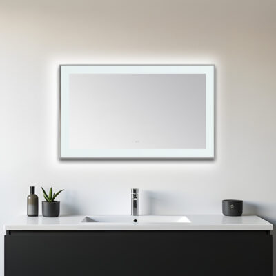  AQUADOM Lexington 60"x36"x2.28" LED Lighted Slim Frame Mirror with Defogger, 3 Color Lighting, Wall Mount Vertical or Horizontal Installation in Chrome