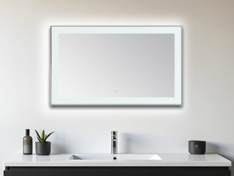  AQUADOM Lexington 60"x36"x2.28" LED Lighted Slim Frame Mirror with Defogger, 3 Color Lighting, Wall Mount Vertical or Horizontal Installation in Chrome