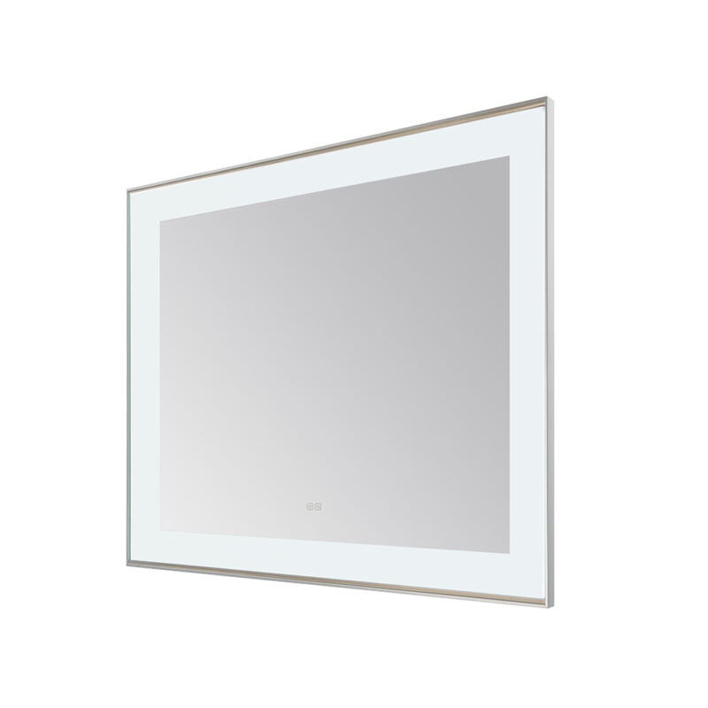  AQUADOM Lexington 48"x36"x2.28" LED Lighted Slim Frame Mirror with Defogger, 3 Color Lighting, Wall Mount Vertical or Horizontal Installation in Chrome