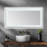  AQUADOM Lexington 72"x36"x2.28" LED Lighted Slim Frame Mirror with Defogger, 3 Color Lighting, Wall Mount Vertical or Horizontal Installation in Chrome