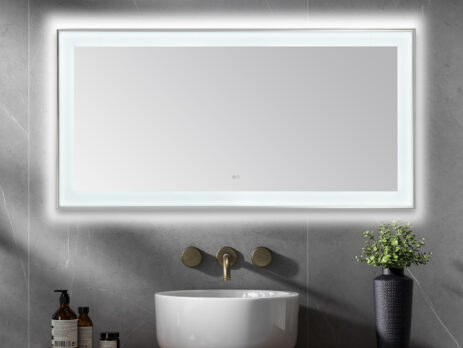  AQUADOM Lexington 72"x36"x2.28" LED Lighted Slim Frame Mirror with Defogger, 3 Color Lighting, Wall Mount Vertical or Horizontal Installation in Chrome