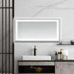  AQUADOM Madison 72"x36"x2.28" LED Lighted Chamfer Frame Mirror with Defogger, 3 Color Lighting, Wall Mount Vertical or Horizontal Installation in Chrome