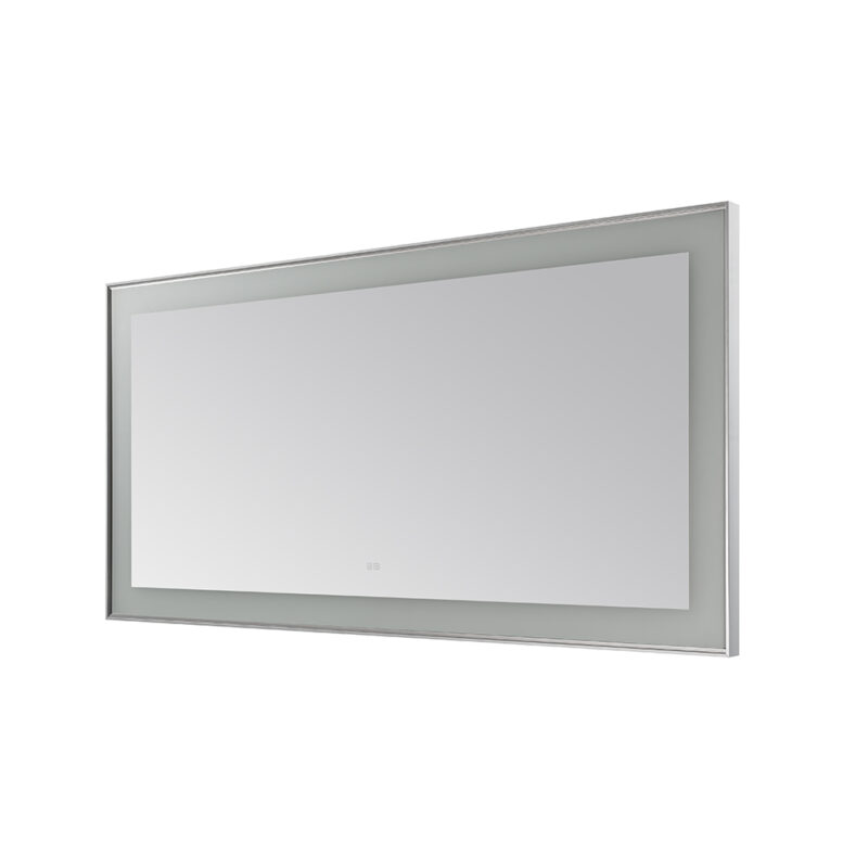  AQUADOM Lexington 72"x36"x2.28" LED Lighted Slim Frame Mirror with Defogger, 3 Color Lighting, Wall Mount Vertical or Horizontal Installation in Chrome