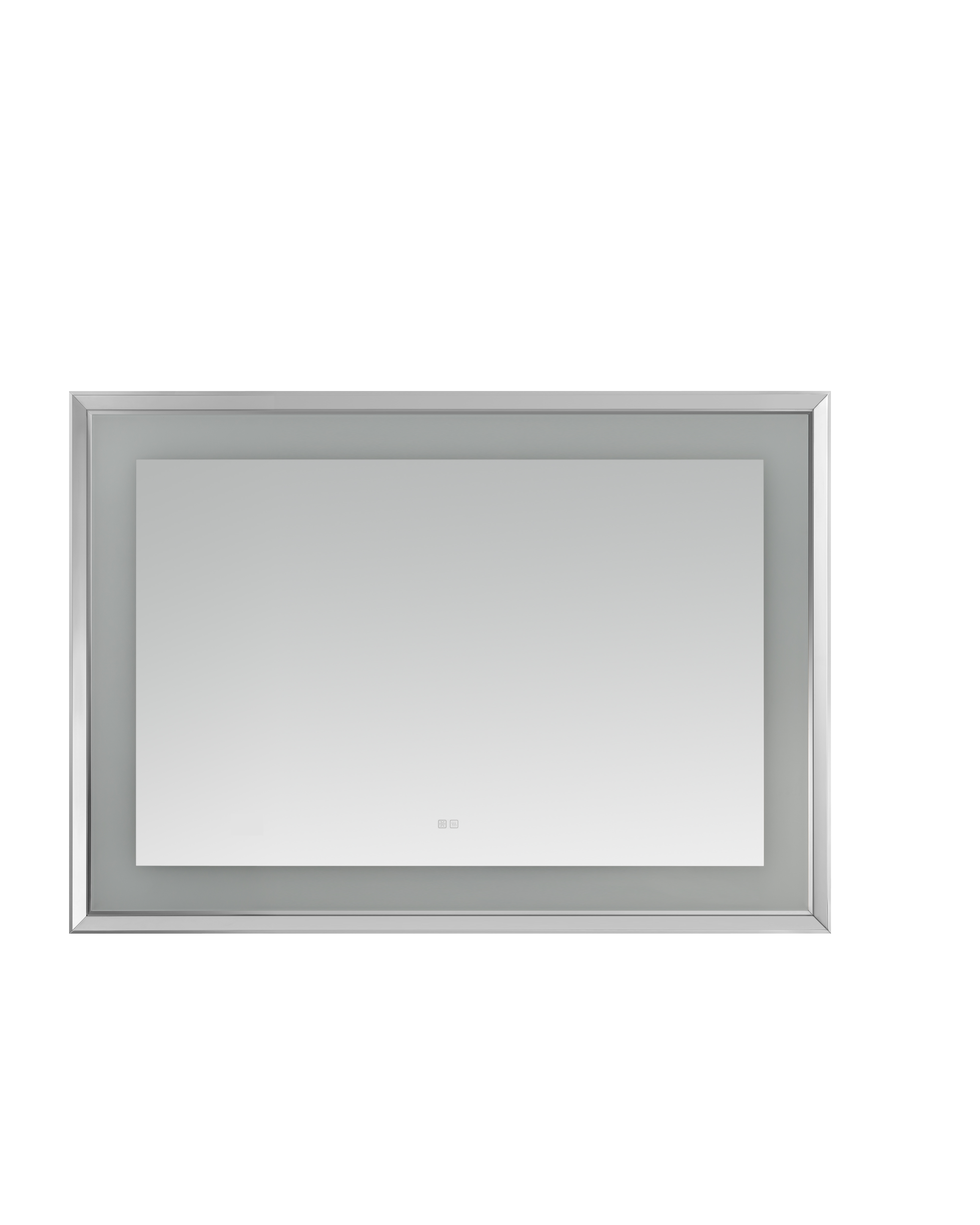 AQUADOM Madison 48"x36"x2.28" LED Lighted Chamfer Frame Mirror with Defogger, 3 Color Lighting, Wall Mount Vertical or Horizontal Installation in Chrome AQUADOM Madison 48"x36"x2.28" LED Lighted Chamfer Frame Mirror with Defogger, 3 Color Lighting, Wall Mount Vertical or Horizontal Installation in Chrome