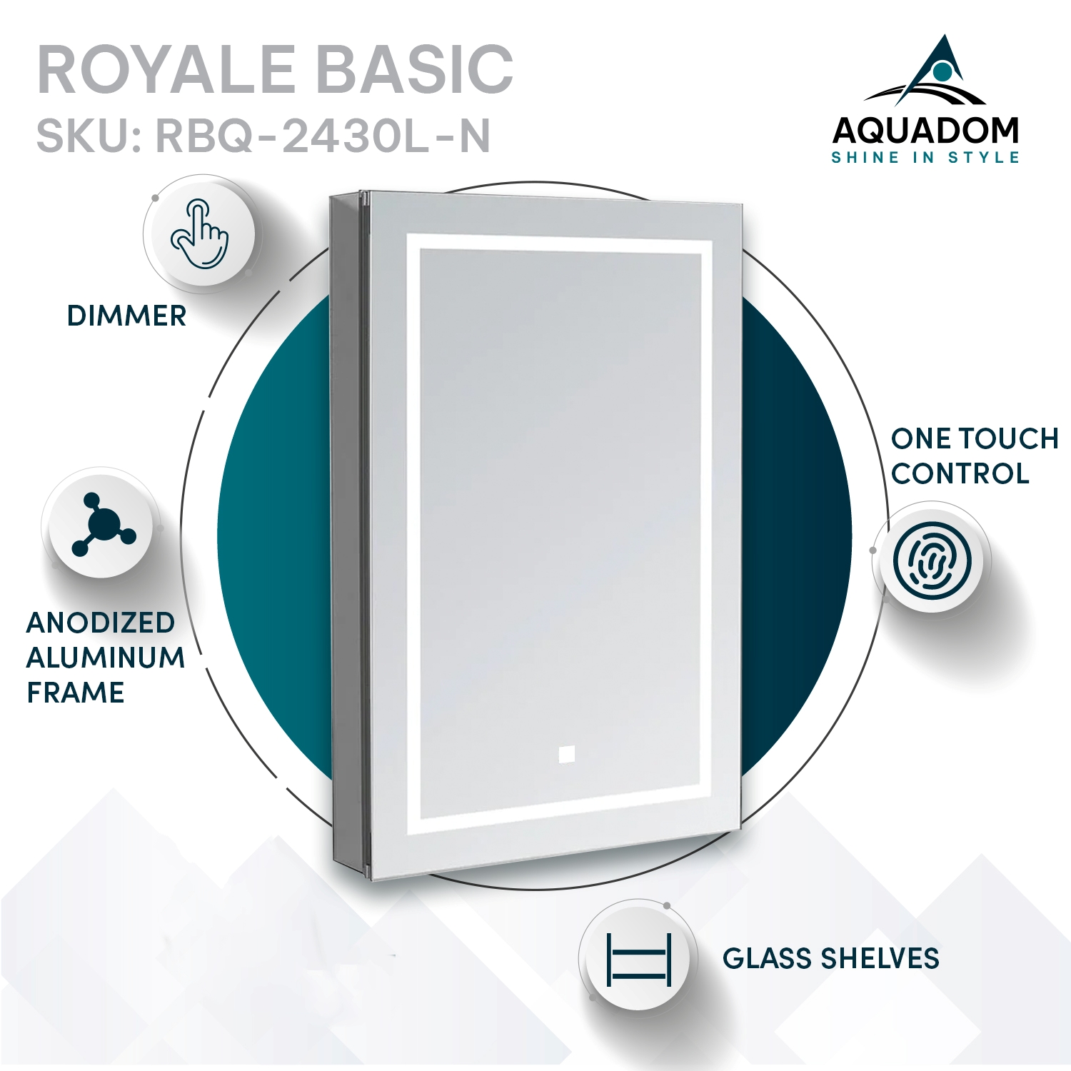 Royale Basic LQ 24x30 Right Hinge LED Lighted Medicine Cabinet